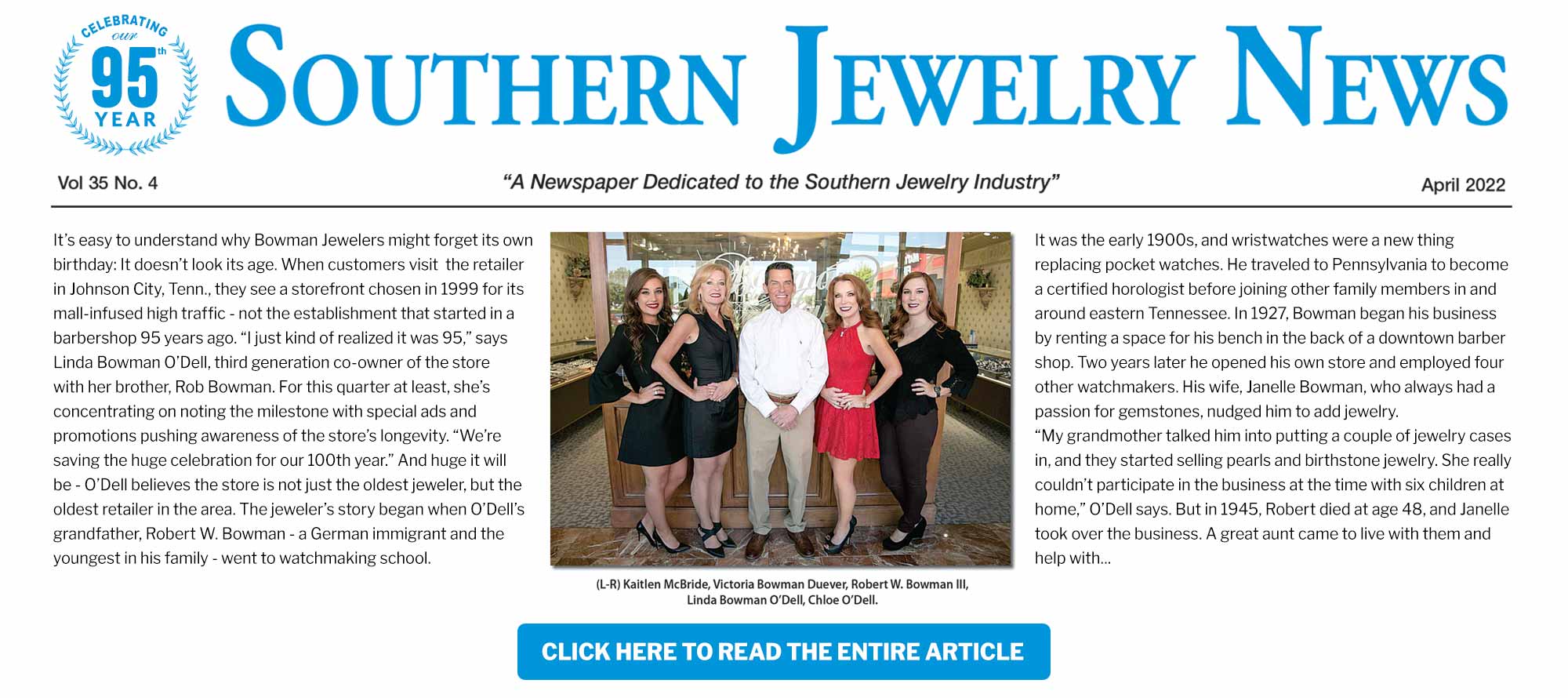 Bowman Jewelers in Southern Jewelry News Magazine